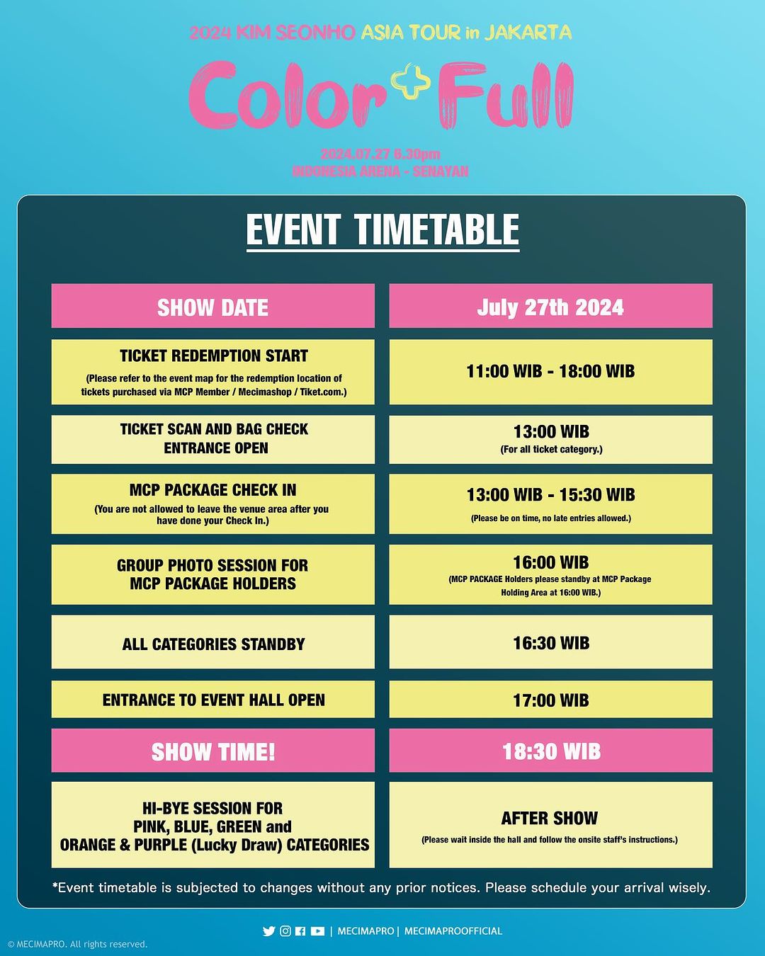 Event Time Table Fanmeeting Kim Seon Ho"2024 KIM SEONHO ASIA TOUR (COLOR FULL) IN JAKARTA"