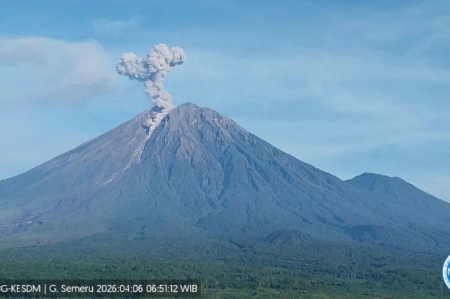 Gunung Semeru Erupsi Tujuh Kali pada Senin Pagi dengan Letusan Hingga 1,1 Kilometer