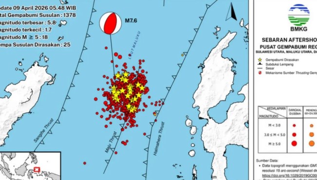 BMKG Sebut 1.378 Gempa Susulan di Maluku Utara Masih Berlangsung, Diprediksi Mereda dalam 2-3 Pekan