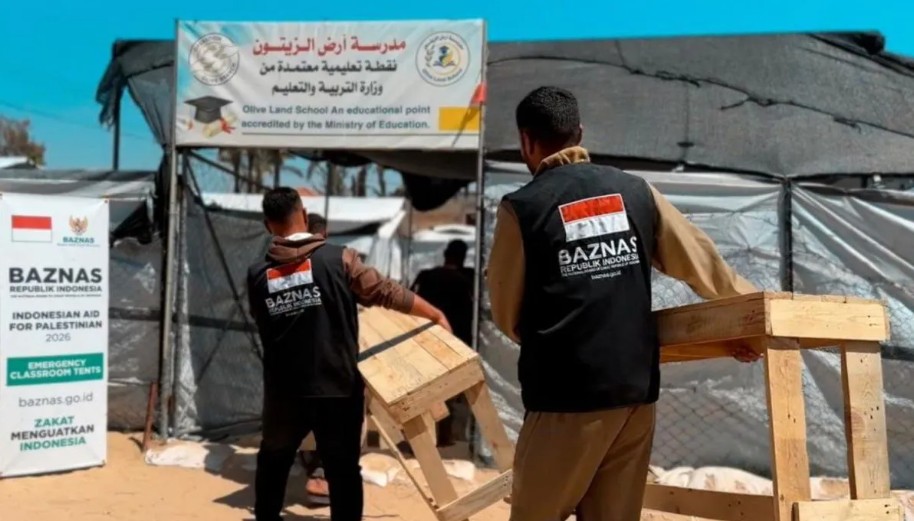 Baznas Dirikan Tenda Sekolah Darurat untuk Ratusan Anak Pengungsi di Gaza Tengah