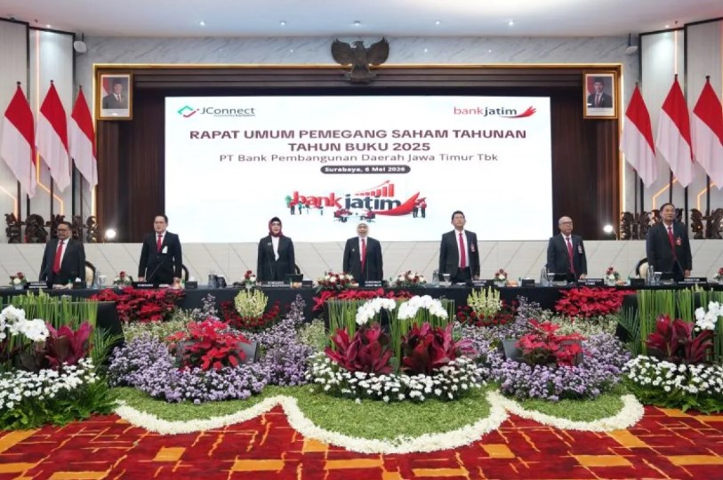 Bank Jatim Tetapkan Dividen Rp850,17 Miliar, RUPST Setujui Pembagian 55 Persen Laba 2025 di Surabaya