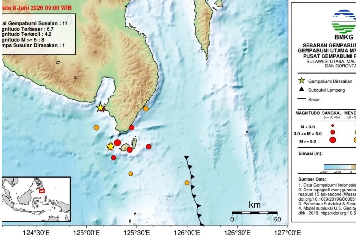 BMKG Catat 20 Gempa Susulan Usai Gempa Magnitudo 7,7 di Sela